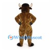 Bull Mascot Costume in Brown with Cream Horns and White Muzzle