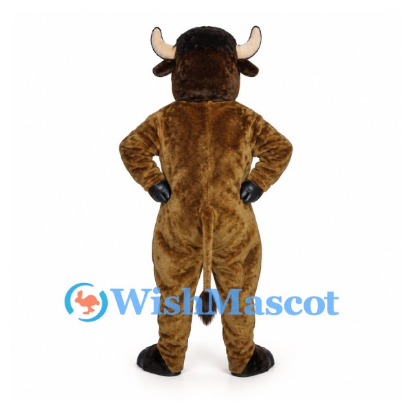 Bull Mascot Costume in Brown with Cream Horns and White Muzzle
