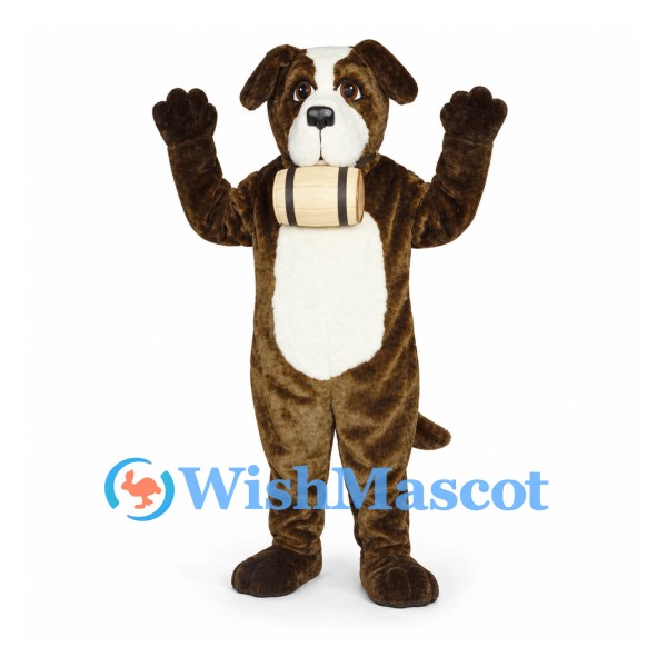 Saint Bernard Dog Mascot Costume with Cream Belly and Neck Barrel