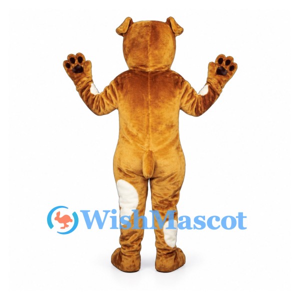 Boxer Dog Mascot Costume in Tan and White with Black Muzzle