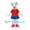 Dog Mascot Costume in White with Red Shirt and Blue Skirt