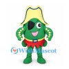 Parrot Mascot Costume in Green with Yellow Pirate Hat and Eye Patch