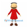 Girl Mascot Costume with Black Spiky Hair and Red Dress