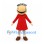 Girl Mascot Costume with Black Spiky Hair and Red Dress
