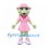 Girl Mascot Costume with Pale Green Face and Pink Tennis Dress
