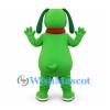 Dog Mascot Costume in Green with Red Nose and Collar