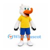 Duck Mascot Costume with Yellow Shirt and Blue Shorts