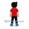 Boy Mascot Costume with Red Shirt and Black Pants