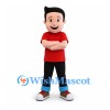 Boy Mascot Costume with Red Shirt and Black Pants