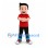 Boy Mascot Costume with Red Shirt and Black Pants