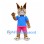 Lynx Mascot Costume with Blue Polo Shirt and Pink Shorts