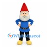 Gnome Mascot Costume with Blue Shirt and Tall Red Hat
