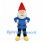 Gnome Mascot Costume with Blue Shirt and Tall Red Hat