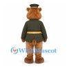 Bear Mascot Costume with Dark Green Officer Jacket and Cap