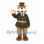 Bear Mascot Costume with Dark Green Officer Jacket and Cap