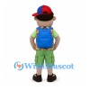 Boy Mascot Costume with Camouflage Vest and Blue Backpack
