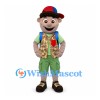 Boy Mascot Costume with Camouflage Vest and Blue Backpack