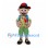 Boy Mascot Costume with Camouflage Vest and Blue Backpack