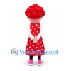 Girl Mascot Costume with Red Curly Hair and Polka Dot Dress