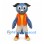 Owl Mascot Costume in Blue with Orange Vest and Beige Shorts