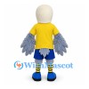 Eagle Mascot Costume with Yellow Shirt and Blue Shorts