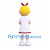 Girl Mascot Costume with Blond Hair and White Dress