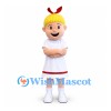 Girl Mascot Costume with Blond Hair and White Dress