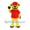 Bear Mascot Costume in Yellow with Red Shirt and Cap