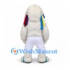 Yeti Mascot Costume in White with Sunglasses and Colorful Braids