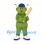 Monster Mascot Costume in Green with Baseball Cap and Bat