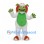 Monster Mascot Costume in White with Green Face and Orange Hair