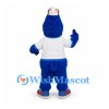 Bird Mascot Costume in Blue with White Shirt and Headphones