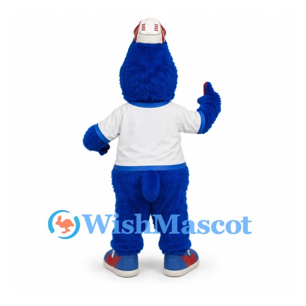 Bird Mascot Costume in Blue with White Shirt and Headphones