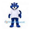 Bear Mascot Costume in Blue with White Shirt and Cap