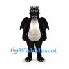 Dragon Mascot Costume in Black with Cream Belly and Large Wings