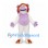 Monster Mascot Costume in White with Purple Face and Orange Hair