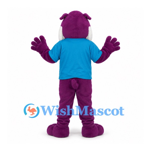Dog Mascot Costume in Purple with Turquoise Shirt