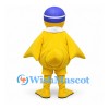 Duck Mascot Costume with Purple Cap and White Scarf