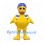 Duck Mascot Costume with Purple Cap and White Scarf