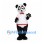 Panda Mascot Costume with White Sports Shirt and Red Bow Tie
