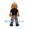 Dog Mascot Costume with Black Shirt and Gray Baseball Cap