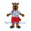 Wolf Mascot Costume with Blue Check Shirt and Red Shorts
