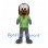 Dog Mascot Costume with Green Polo Shirt and Gray Pants