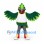 Parrot Mascot Costume in Green with White Sports Shirt