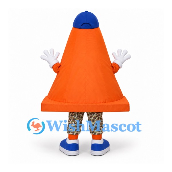Traffic Cone Mascot Costume in Orange with Blue Cap