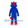 Dragon Mascot Costume in Blue with Red Belly and White Sunglasses