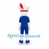 Rabbit Mascot Costume with Blue Tennis Outfit and Red Headband