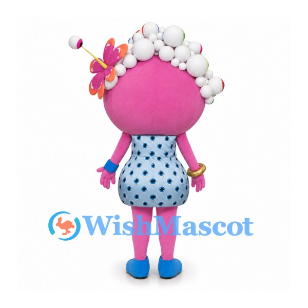 Monster Mascot Costume in Pink with One Large Eye and Spotted Dress