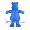 Monster Mascot Costume in Blue with Shaggy Fur and Rounded Belly