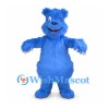 Monster Mascot Costume in Blue with Shaggy Fur and Rounded Belly